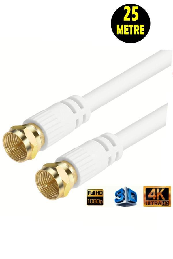 Usin 25 Metre Fabrikasyon Gold Uç  F Konnektörlü Rg6/U4 Full Hd 3D 4K Anten Tv Çanak Uydu Lnb Kablosu - Image 1