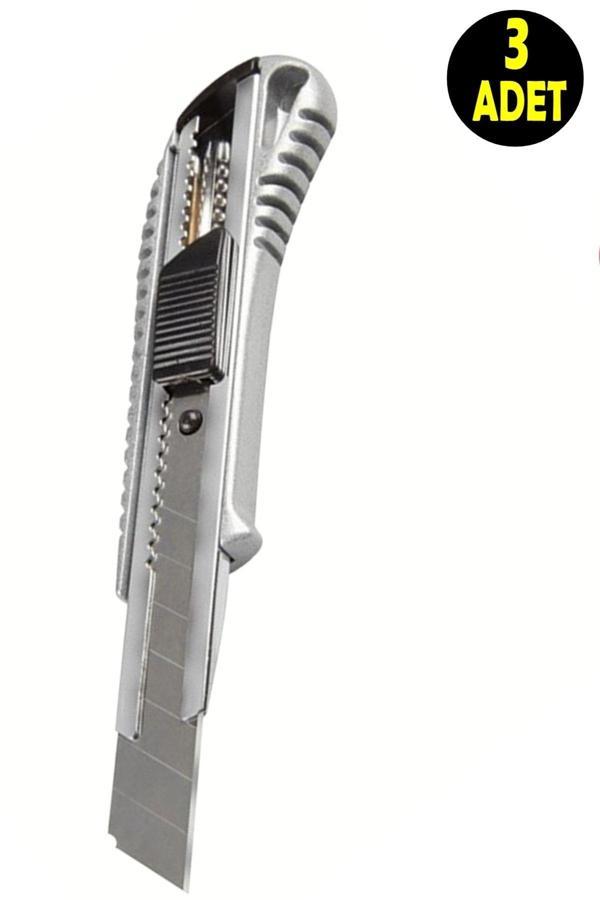 Usin 3 Adet Alüminyum Gövde 18Mm Profesyonel Falçata Bıçak ( Maket Bıçağı) - Image 1