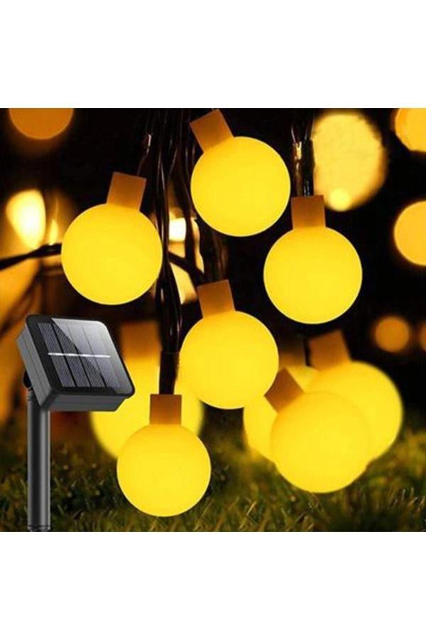 Sarfex Güneş Enerjili 5 Metre 20 Led Sarı Bahçe Teras Parti Balkon Süsü Aydınlatma Lambası Solar - Image 1