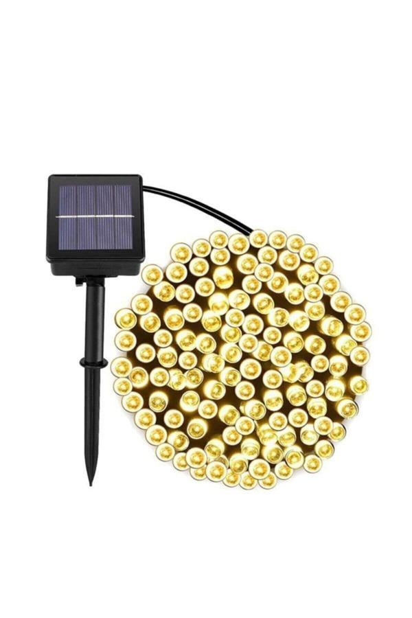 Sarfex Solar 100 Ledli 12 Metre Gün Işığı Bahçe Aydınlatma Dekorasyon Güneş Enerjili Led Sarı Işık - Image 1
