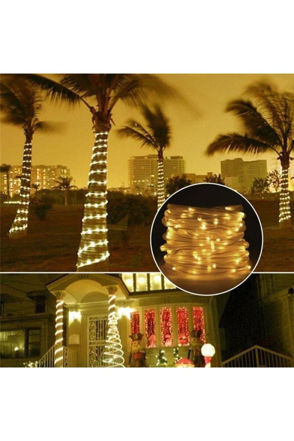 Sarfex Solar Güneş Enerjili 10 Metre Neon Gün Işığı Şerit Flexible Dış Mekan Su Geçirmez Bahçe Aydınlatması - Image 1