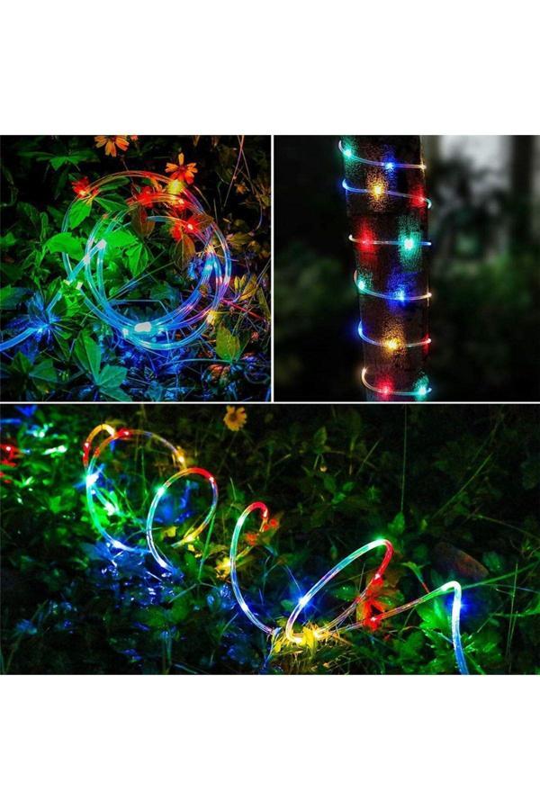 Sarfex Solar Güneş Enerjili 10 Metre Neon Şerit Rgb Işık Flexible Dış Mekan Su Geçirmez Bahçe Aydınlatması - Image 1