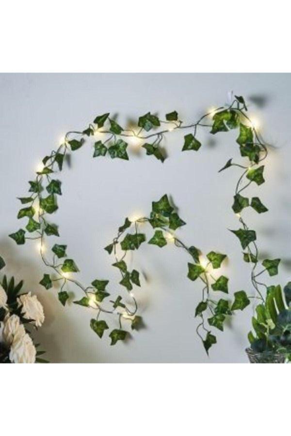 Dekoratif Yeşil Yapraklı Yapay Sarmaşık Ve 3 Metre Peri Led Gün Işığı - Image 1