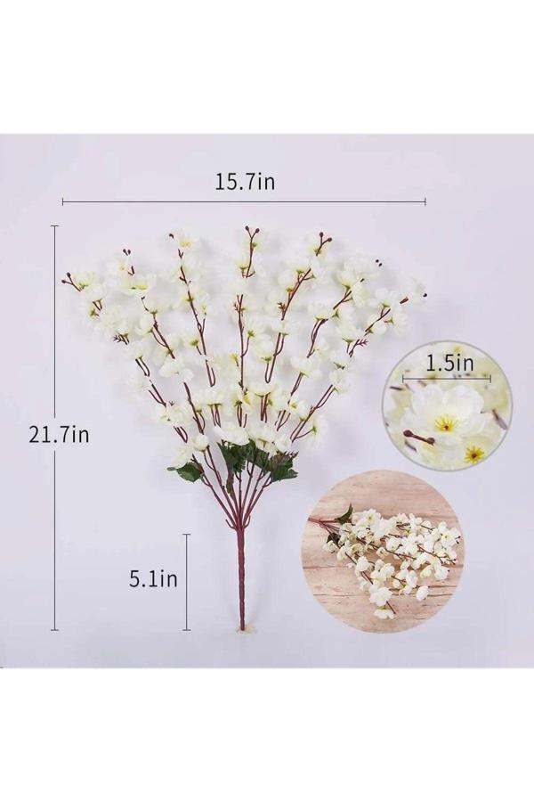 Yasimayapay 1 Adet 9 Dallı Bahar Çiçeği 35cm Beyaz Ev Vazo Dekor Süsü - Image 1
