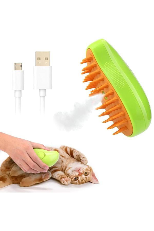 Sarfex Buharlı Şarjlı Kedi Tüy Fırçası Buharlı Köpek Fırçası Yumuşak Silikon Fırça Kedi Bakım Fırçası - Image 1