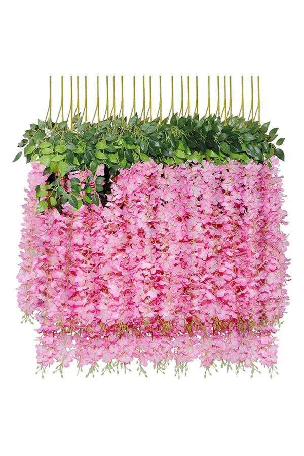 12 DAL YAPAY PEMBE AKASYA SARKIT ÇİÇEĞİ BALKON ABAJUR DÜĞÜN NİŞAN SÖZ DEKORU - Image 1