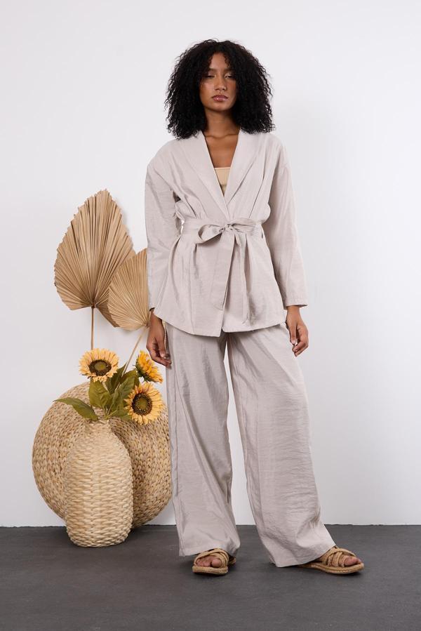 Açık Gri Oversize Kimono Takım - Image 1