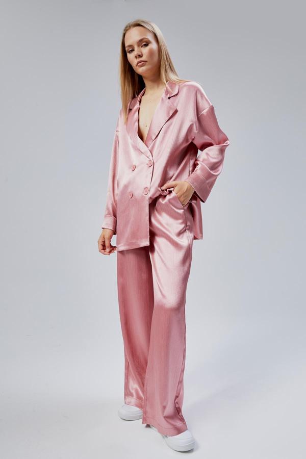Pembe Oversize Saten Takım - Image 1