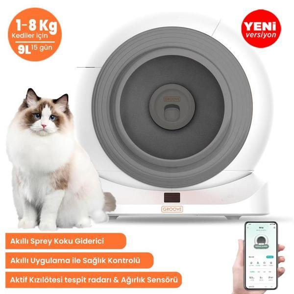 Groove Q-Clean Wi-Fi Otomatik Akıllı Kedi Tuvaleti Gri (Ultra Sessiz+Akıllı Sprey Koku Giderici+APP Kontrol) - Image 1