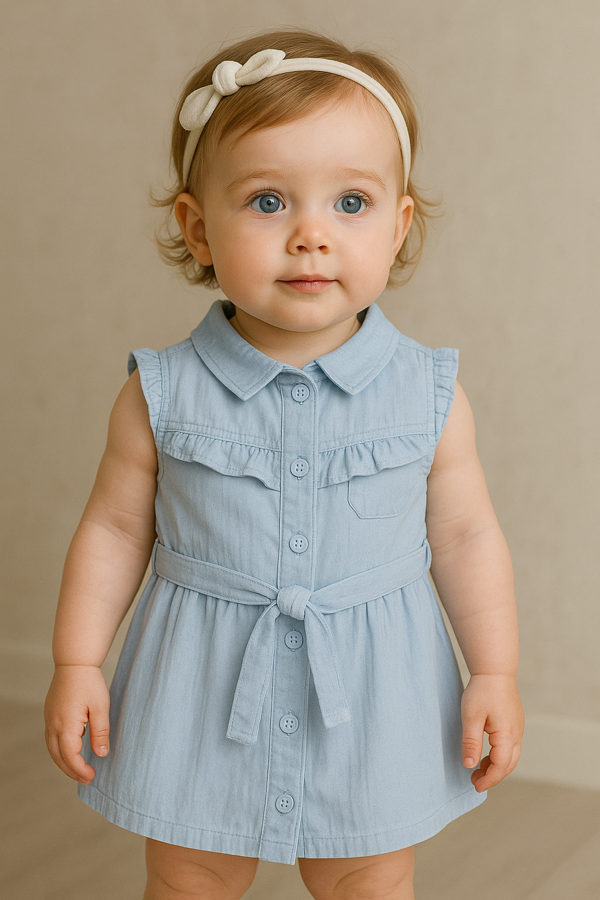 KIZ BEBEK DÜĞMELİ ELBİSE 0323 - Image 1