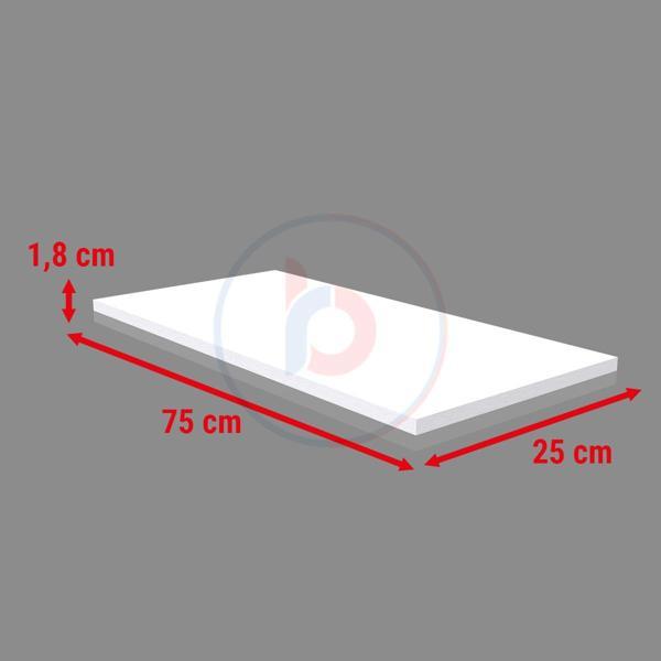 25x75 Cm Beyaz Ahşap Raf - Suntalam Tekli Raf - Image 1