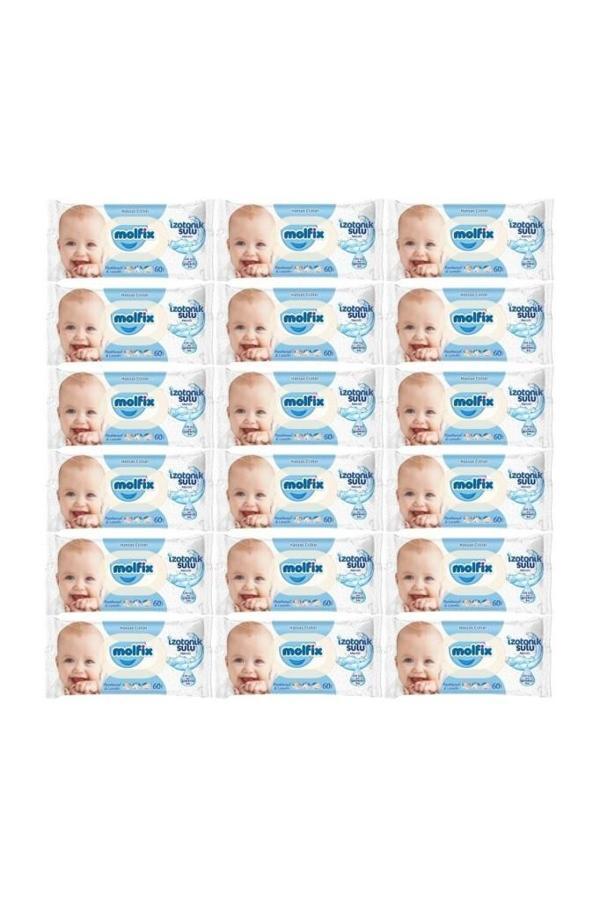 Islak Havlu Mendil İzotonik Hassas Ciltler 18 Li Set 60 Yaprak Plastik Kapaklı - Image 1