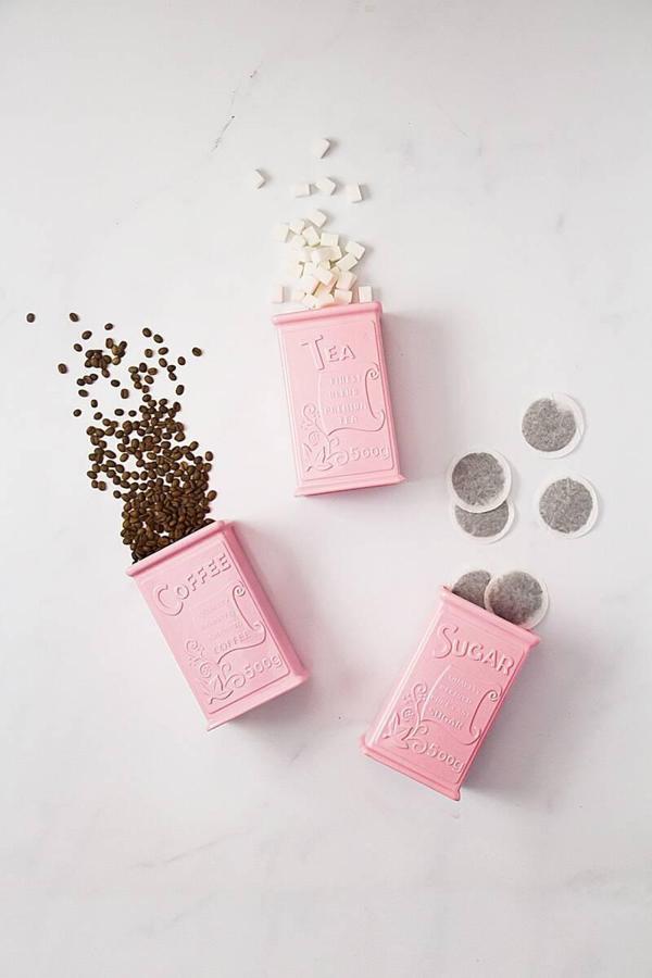 Akrilik Soft Pembe Şeker Kahve Çay Kavanozu 500 Ml (Vakum Kapak ) - Image 1