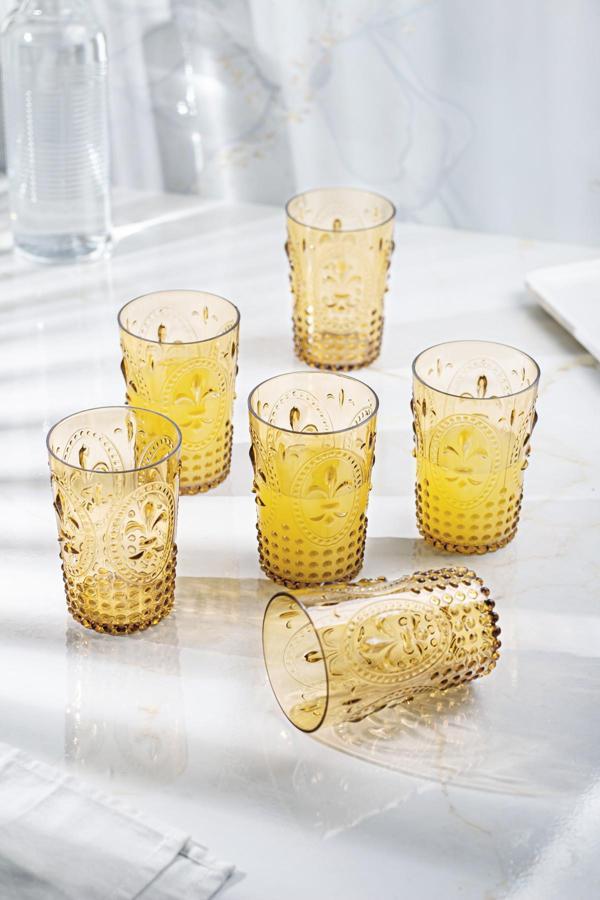 Akrilik Amber 6'lı Kısa Bardak & Su Meşrubat Kahve Yanı Bardağı 400 ml ( Cam Değildir ) - Image 1