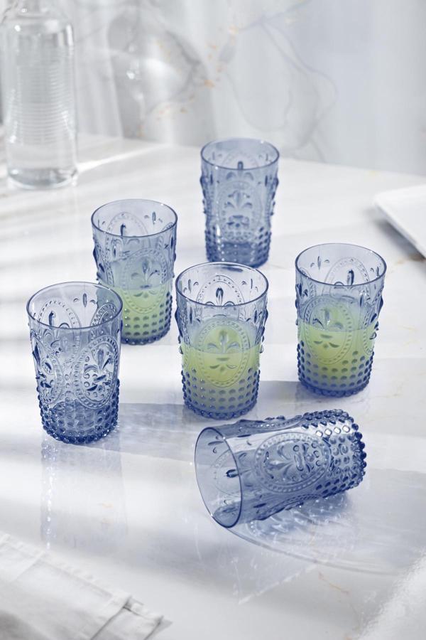 Akrilik Lacivert 6'lı Kısa Bardak & Su Meşrubat Kahve Yanı Bardağı 400 ml ( Cam Değildir ) - Image 1