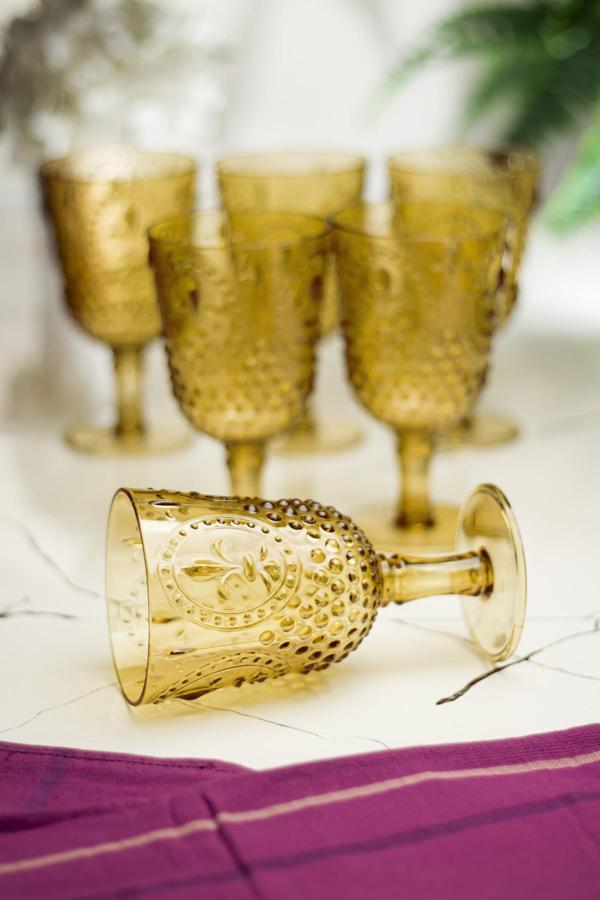 Akrilik Amber 6'lı Kadeh & Su Meşrubat Kahve Yanı Bardağı 450 ml ( Cam Değildir ) - Image 1