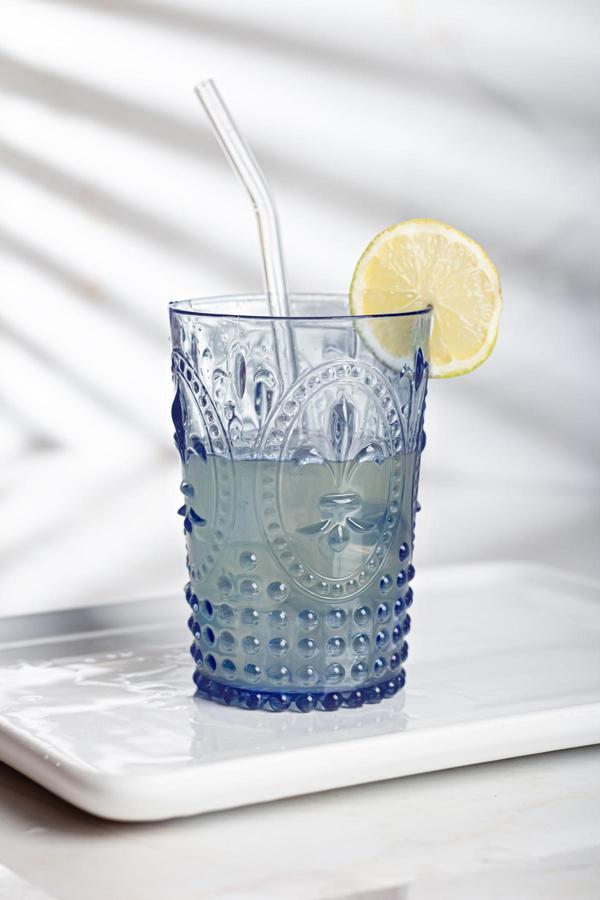 Akrilik Lacivert Tekli Kısa Bardak & Su Meşrubat Kahve Yanı Bardağı 400 ml ( Cam Değildir ) - Image 1