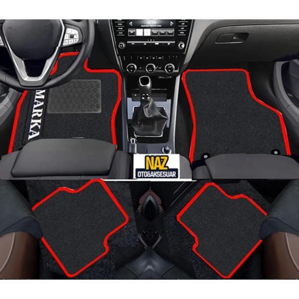 Fiat PANDA 2013 - 2022  Siyah Halı Kırmızı Kenar Petek Topuk - Image 1