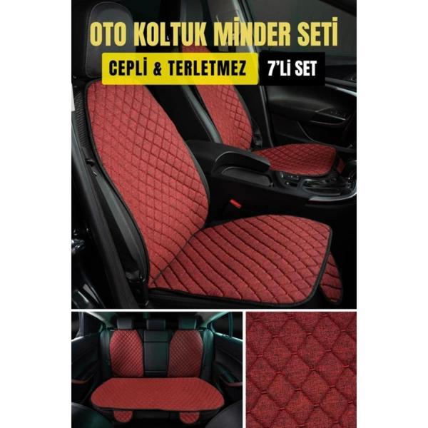 BMW X4 2014 - 2018Terletmez Kaymaz Keten Oto Minder Kılıf Komple Set ( 7 Parça ) Kırmızı - Image 1