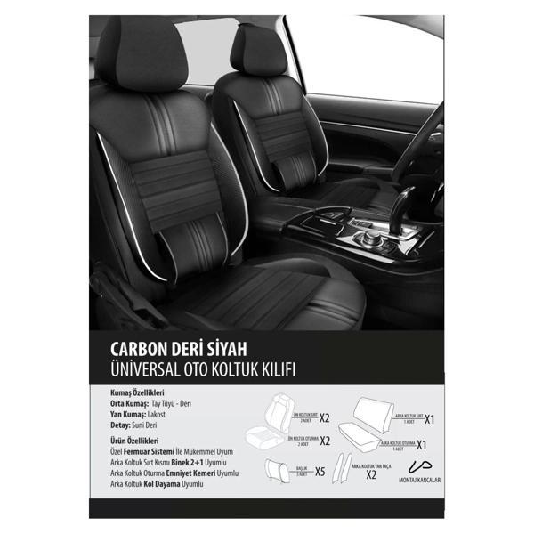 Daihatsu Applause Koltuk Kılıfı Carbon Deri Siyah - Image 1