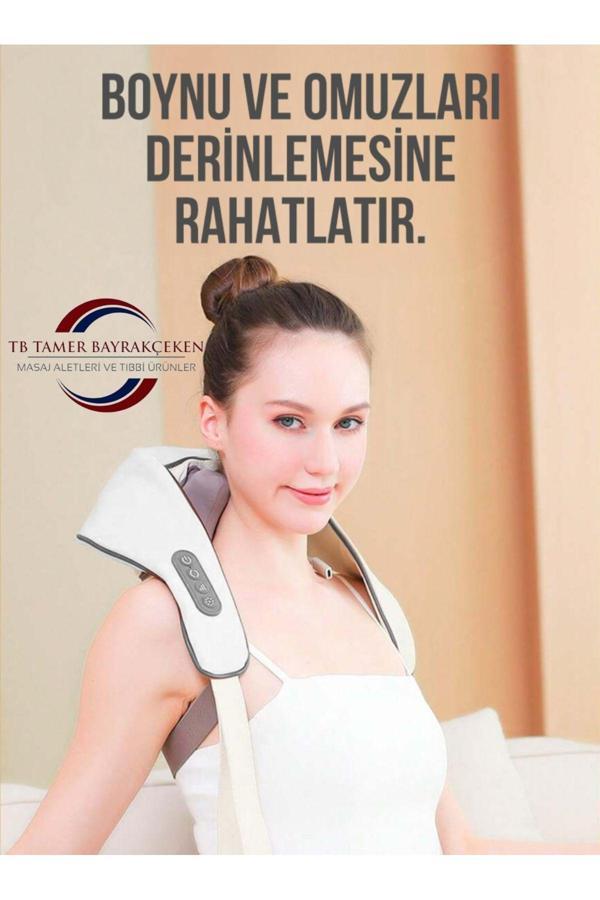 Tb Ovmalı Isıtmalı Yoğurmalı Boyun Sırt Bel Masaj Aleti Akunpunktur Çok Amaçlı Taşınabilir Masaj Cihazı - Image 1