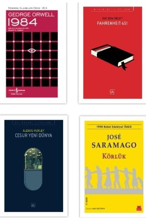 En Çok Okunan Dispotik 4 Kitap ( 1984 - Cesur Yeni Dünya - Körlük - Fahrenheit 451 ) - İş Bankası Kültür Yayınları - Image 1