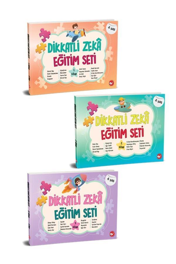 Dikkatli Zeka Eğitimi 4 Yaş Seti - (3 Kitap) - Beyaz Balina Yayınları - Image 1