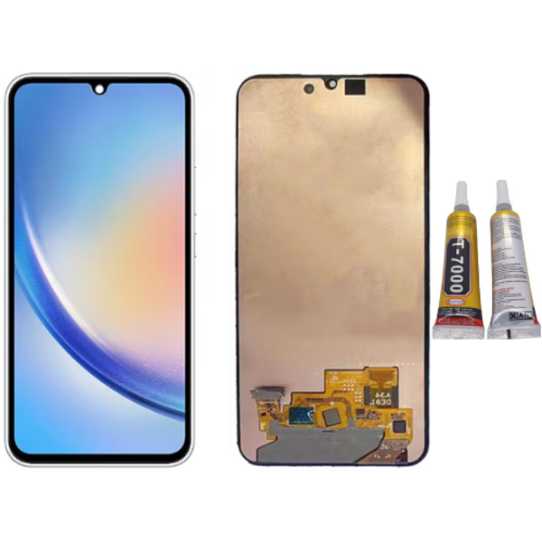 TE Samsung A34 5G A346F Uyumlu OLED Lcd Ekran Siyah + B7000 - Image 1