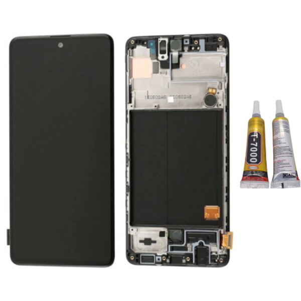 TE Samsung A71 A715F Uyumlu A Kalite Çıtalı Lcd Ekran + B7000 - Image 1