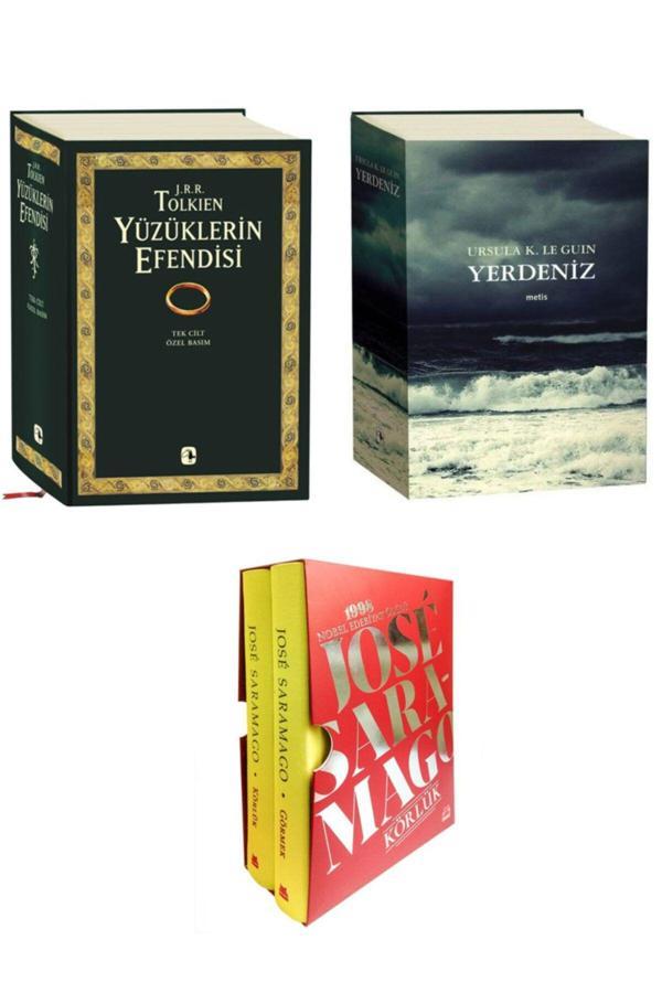 Yerdeniz Tek Cilt + Yüzüklerin Efendisi Tek Cilt Özel Basım + Körlük-Görmek Özel Baskı Kutulu Set - Metis Yayınları - Image 1
