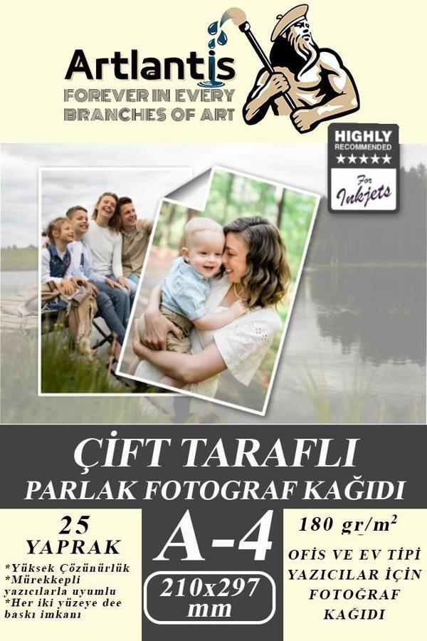 Fotoğraf Baskı Kağıdı A-4 180 Gr/m2 25'li 1 Paket A4 Fotoğraf Kağıdı Ofis Ve Ev Tipi Mürekkepli Yazıcılar İçin - Image 1