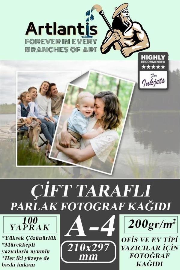 Fotoğraf Baskı Kağıdı A-4 200 Gr/m2 100'lü 1 Paket A4 Fotoğraf Kağıdı Ofis Ve Ev Tipi Mürekkepli Yazıcılar İçin - Image 1