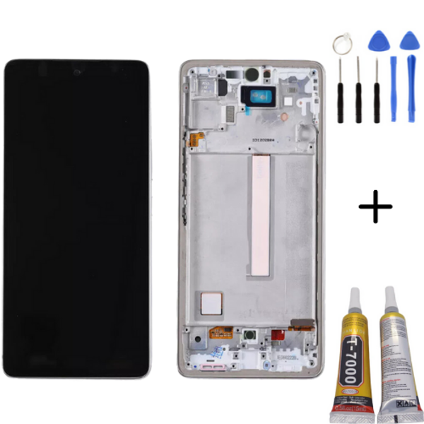 TE Samsung A53 5G A536F Uyumlu Çıtalı Lcd Ekran Beyaz+ Montaj Kiti - Image 1