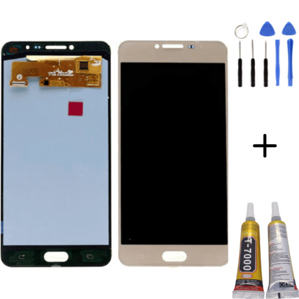 TE Samsung C7 C7000 Uyumlu Lcd Ekran Gold + Montaj Kiti  - Image 1