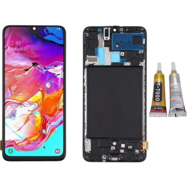 TE Samsung A70 A705F Uyumlu OLED Çıtalı Lcd Ekran + B7000 - Image 1