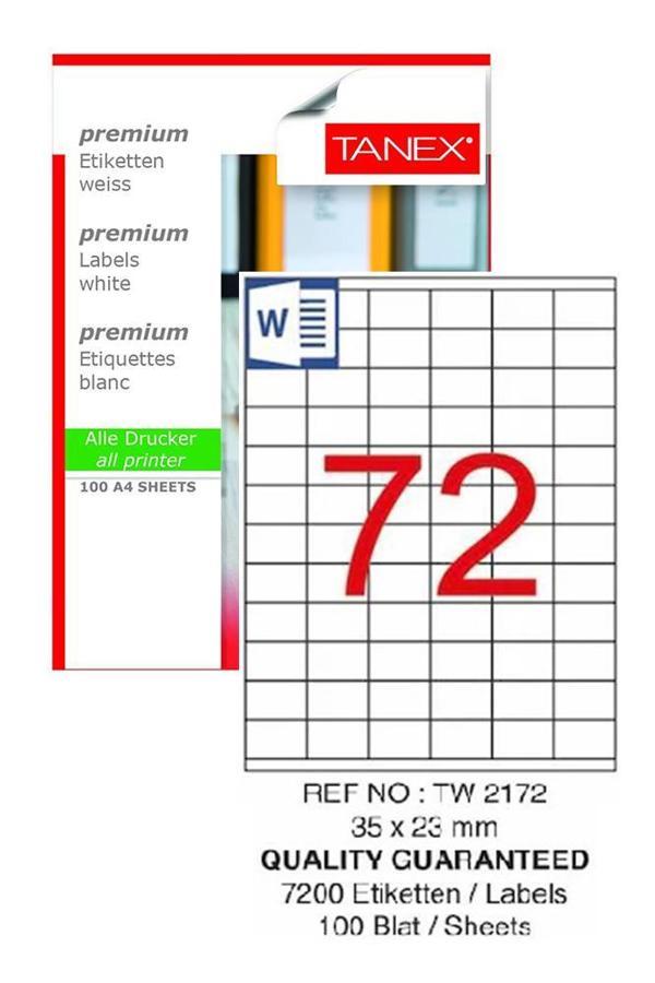 Bilgisayar Etiketi Tw-2172 35x23 mm 100 Lü Lazer Etiket 1 Paket Tanex Davetiye Kargo Koli Kutu Etiketi - Image 1