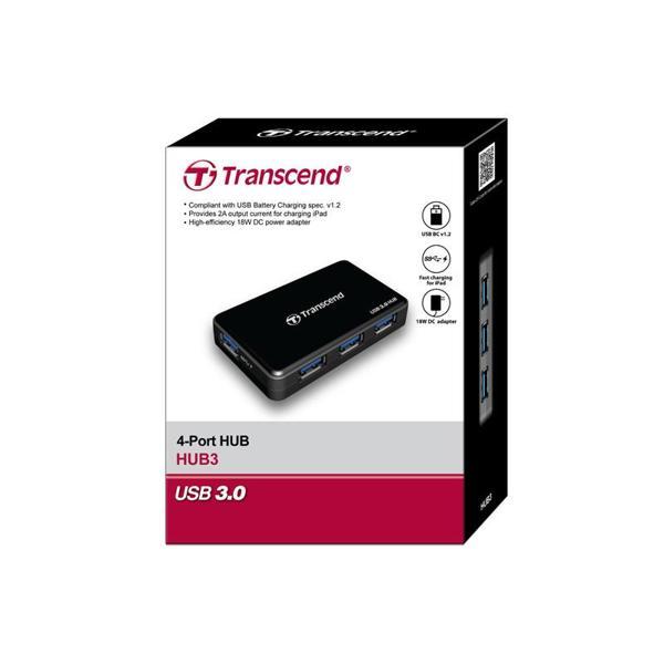 Transcend TS-HUB3K USB 3.0 to 4 Port USB 3.0 Siyah USB Çoklayıcı - Image 1
