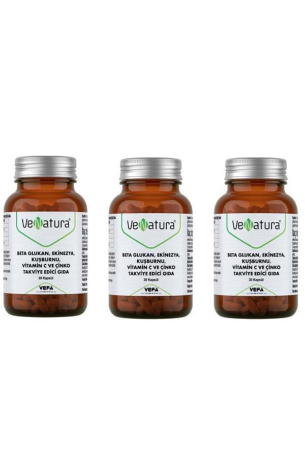 VeNatura Beta Glukan, Ekinezya, Kuşburnu, Vitamin C, Çinko 30 Kapsül 3 Adet - Image 1