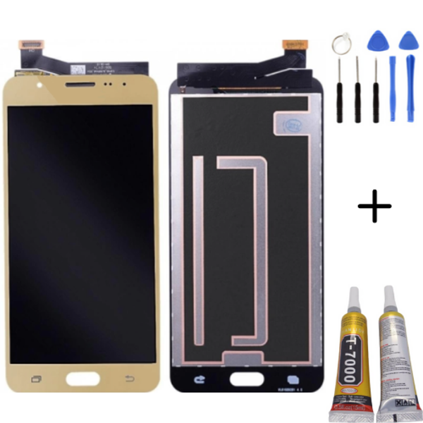 TE Samsung J7 Prime G610F Uyumlu A Kalite Lcd Ekran Gold Full set - Image 1