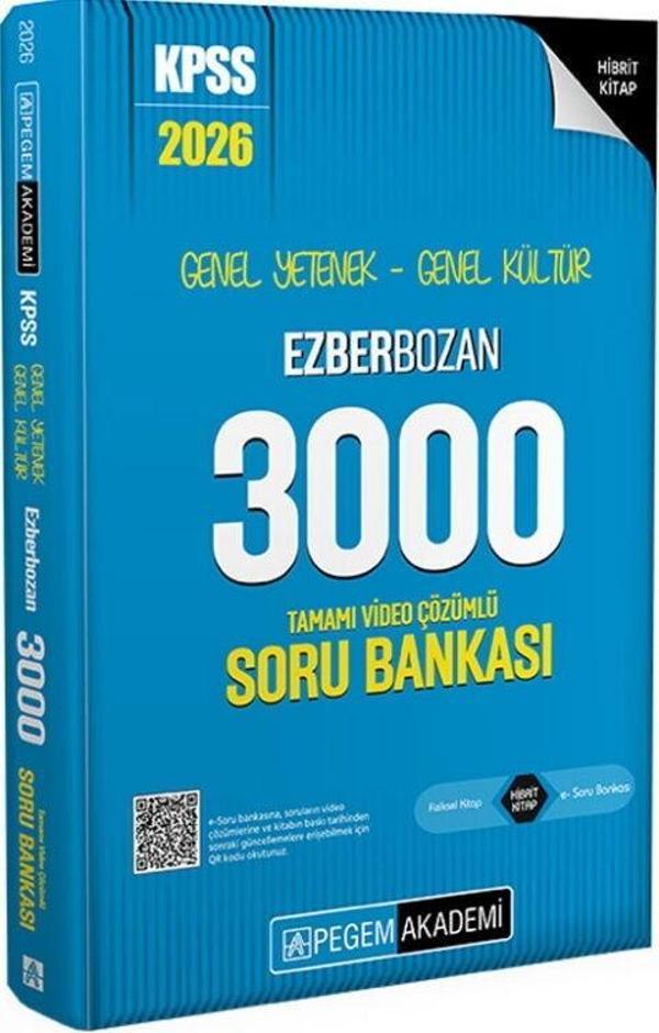 2026 KPSS Genel Yetenek Genel Kültür Ezberbozan 3000 Tamamı Video Çözümlü Soru Bankası Pegem - Pegem Akademi Yayıncılık - Image 1