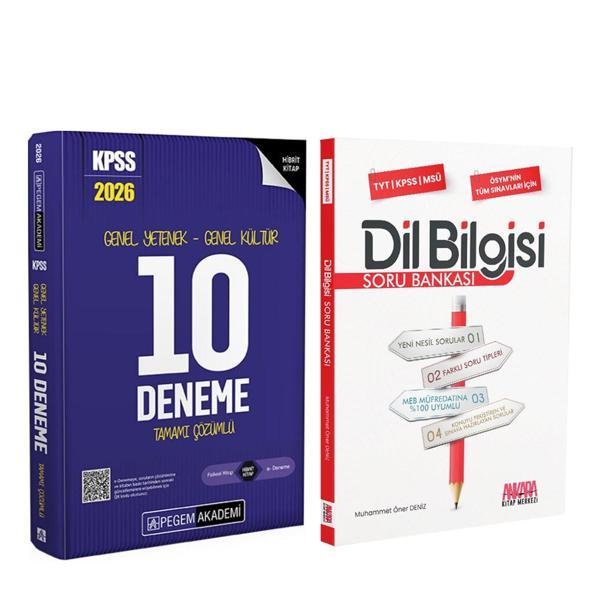 Pegem 2026 KPSS GY GK Tamamı Çözümlü 10 Deneme ve AKM Dil Bilgisi Soru Bankası Seti 2 Kitap - Pegem Akademi Yayıncılık - Image 1