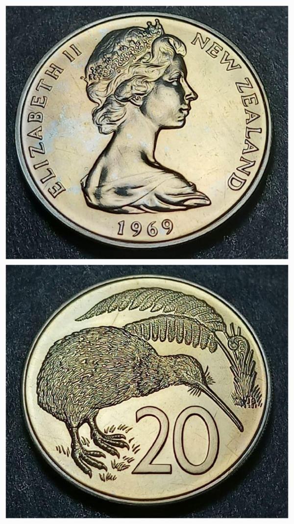 Escoines Koleksiyon 399636834cdf5cfeea 20cent 1969 Yeni Zelanda Darphane Setinden Çıkma madeni para - Image 1