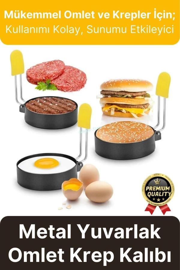 Premium Metal Yanmaz Yapışmaz Sunum Görsel Yumurta Krep Gözleme Şekillendirici Yuvarlak Omlet Kalıbı - Image 1