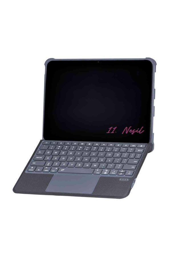 iPad 11. Nesil Uyumlu 360° Manyetik Standlı Ledli Touchpadli Katanya Klavyeli Tablet Kılıfı - Image 1