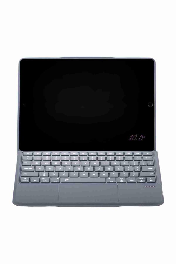 iPad 10.5 Uyumlu 360° Manyetik Standlı Touchpadli Ledli Katanya Klavyeli Tablet Kılıfı - Image 1