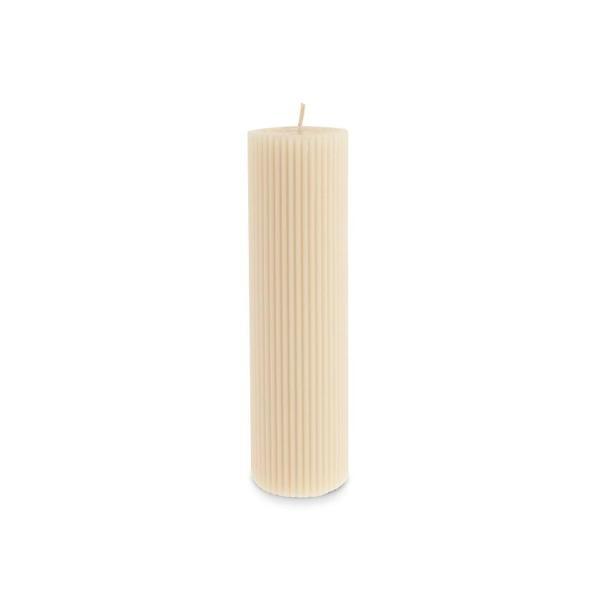 Karaca Striped Tırtıklı Sütun Mum 20 cm Bej - Image 1