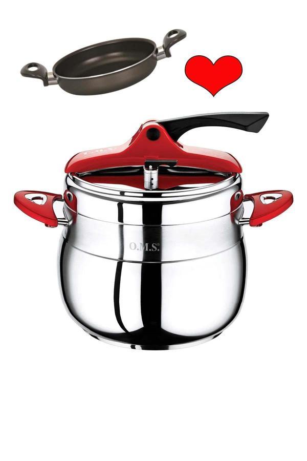 Oms Çelik Düdüklü Tencere 5 Litre ve Mehtap Teflon Sahan 18 CM - Image 1
