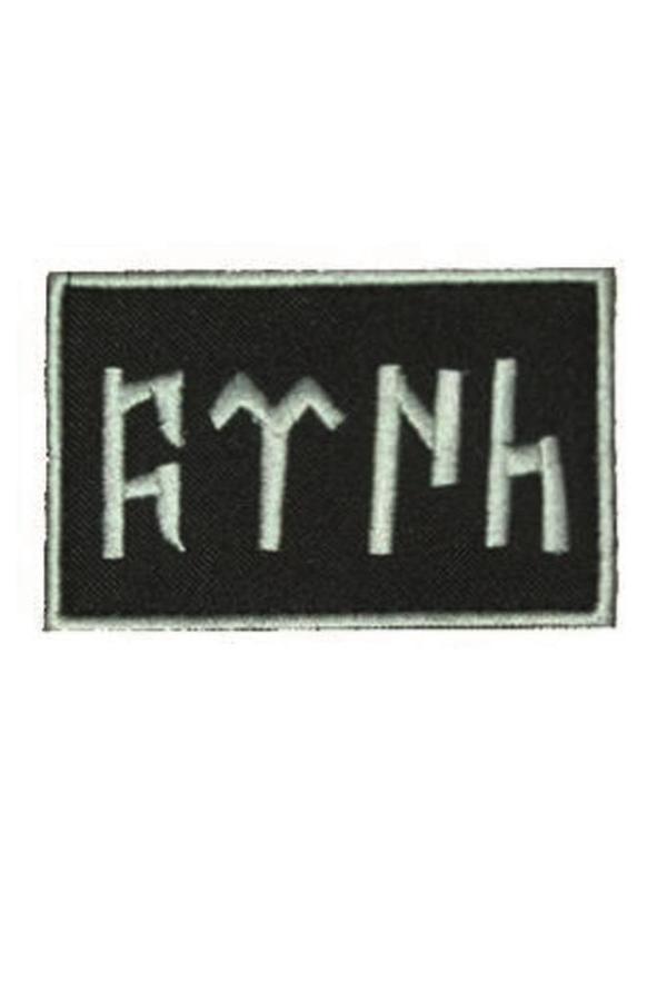 Single Sword Göktürkçe TÜRK Yazılı  Ay Yıldız Nakış Patch - Cırtlı Peç SİYAH-BEYAZ - Image 1