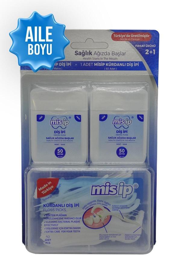 MİSİP DİŞ İPİ 50 MT 2'Lİ + KÜRDANLI DİŞ İPİ 50'Lİ - Image 1