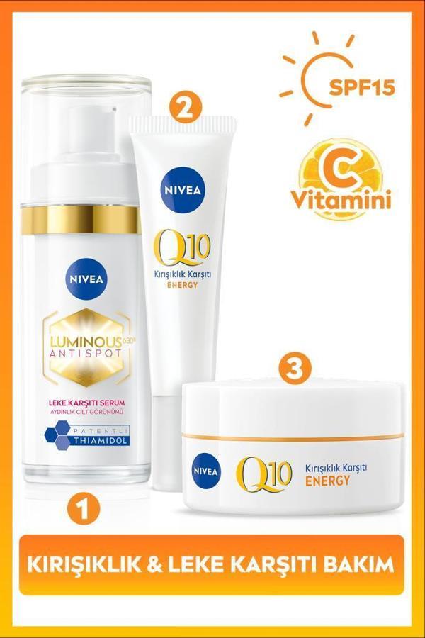 SPF15 Q10 Energy Gündüz Kremi 50ml, Luminous630 Thiamidol Etkili Leke Karşıtı Serum 30ml ve Göz Krem - Image 1